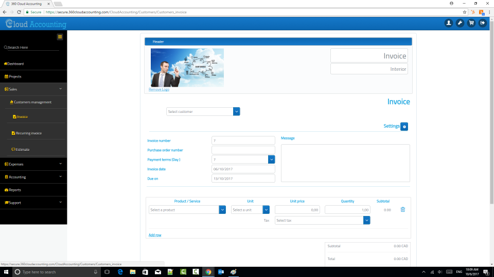 screenshot of 360 Cloud Accounting